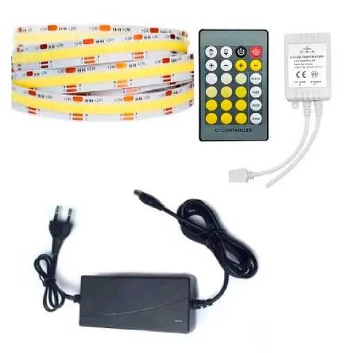[KIT-CINT-COB/CCT-12V] KIT DE CINTAS ADES COB 608 LED CCT CON TRANSFORMADOR