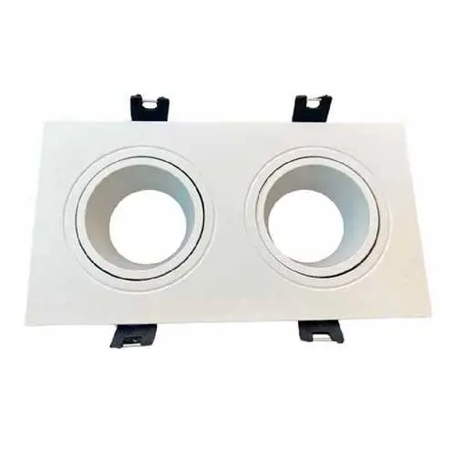 [LAMP-1102-CD/2-BL] OJO DE BUEY DOBLE CUADRADA BLANCA