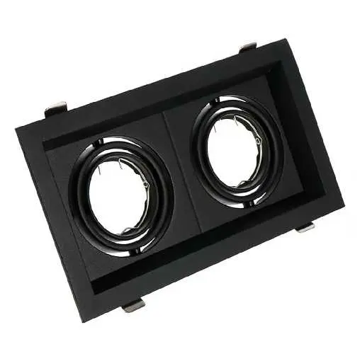 [LAMP-1102-CD/2-NG] OJO DE BUEY DOBLE CUADRADA NEGRO