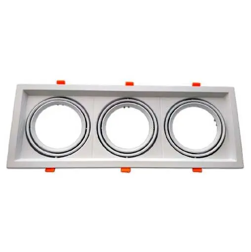 [LAMP-1102-CD/3-BL] OJO DE BUEY TRIPLE CUADRADA BLANCO