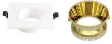 [LAMP-1103-CD-BLDOR] OJO DE BUEY CUADRADA BLANCA ARCO DORADO