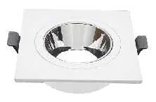 [LAMP-1103-CD-BLPL] OJO DE BUEY CUDRADA BLANCA ARO  PLATIADO