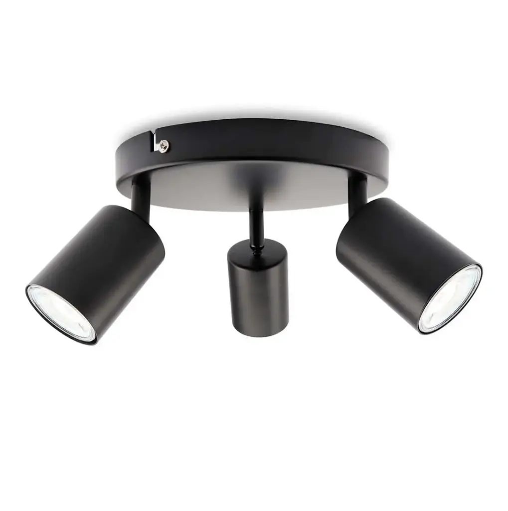[LAMP-2008/3-NG] LAMPARA DE TECHO CIRCULAR CON 3 CABEZAS NEGRA