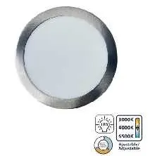 [PBF-225-RD-3CCT/PL] LAMPARA DE TECHO PLATEADA REDONDA 18W 3CCT