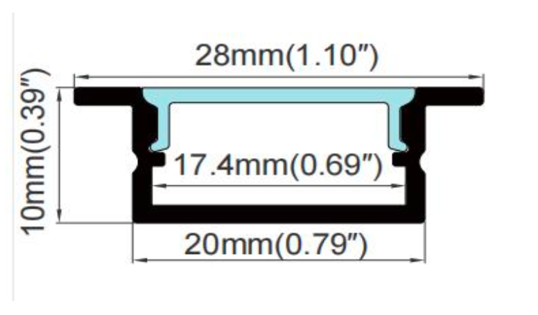 [PERFIL-2810/17MM-2MT-ALAS] PERFIL DELGADA  PARA CINTAS 110V CON ALAS
