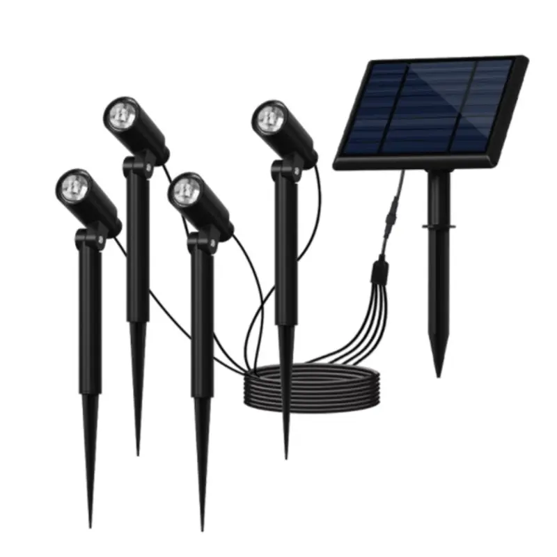 [SOL-527-4/PISO] JUEGO DE 4 LAMPARAS SOLAR PARA JARDIN CON CHUZO