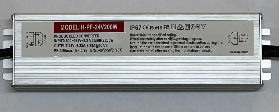 [TRANS-2511/200W-24V] TRANS DE 200W PARA CINTAS IP68  UNICOLOR