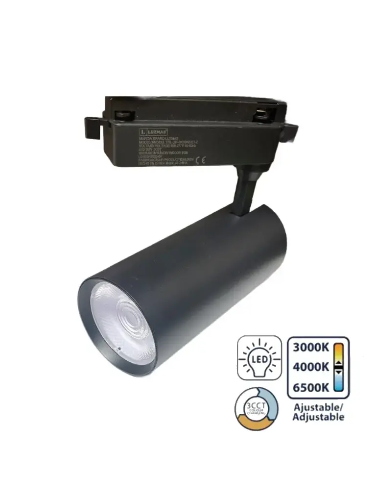 [TRC-30W-3CCT/NG] LAMAPARA DE RIEL 30W NEGRA 3CCT
